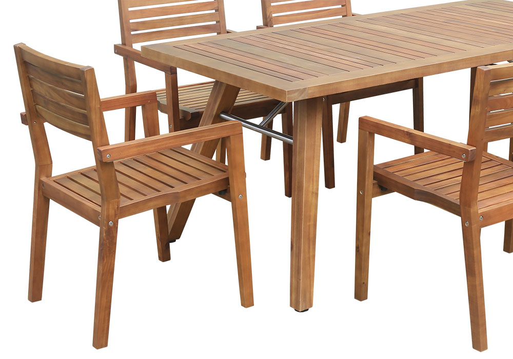 SET- SONTRA RECT.TABLE 180 x 90 x 76cm + HAINICH STACKING ARMCHAIR