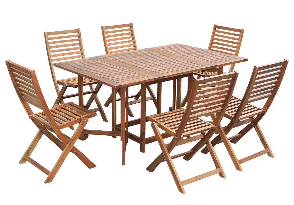 SET(7pcs) EAZY TABLE 150 x 90 x 74CM -KD  + 6 EAZY FOLDING CHAIR-EN 45 x 57,5 x 89cm