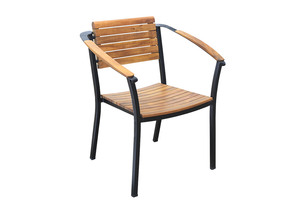 PESCARA STACKING ARMCHAIR (V25) - Powder Coated Steel / Wood.